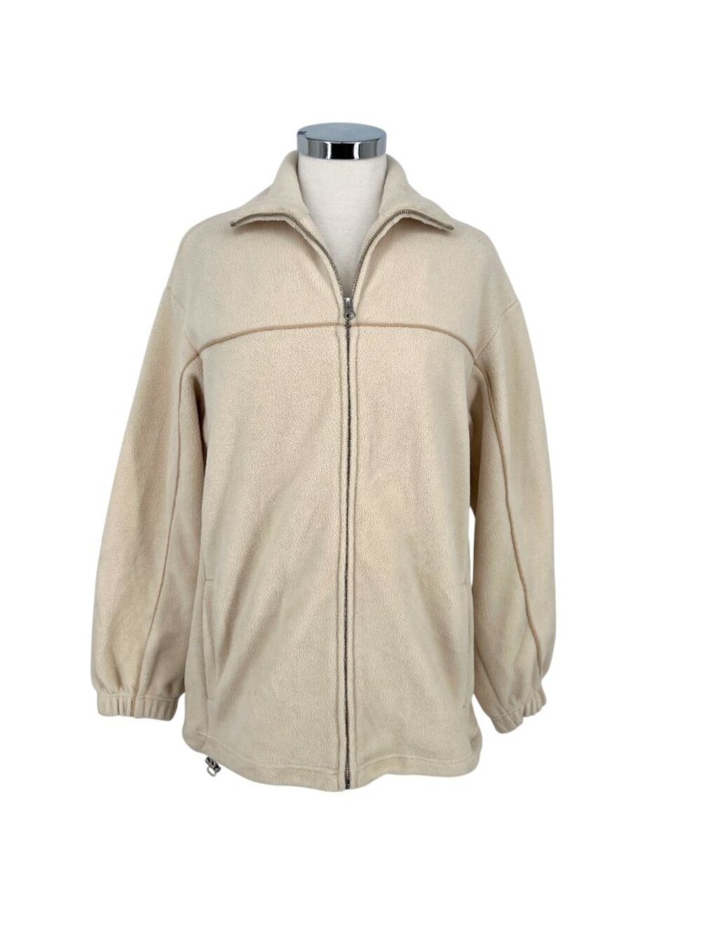 & Other Stories Fleece Full Zip Oversized Track Jacket Cream Beige Size Small